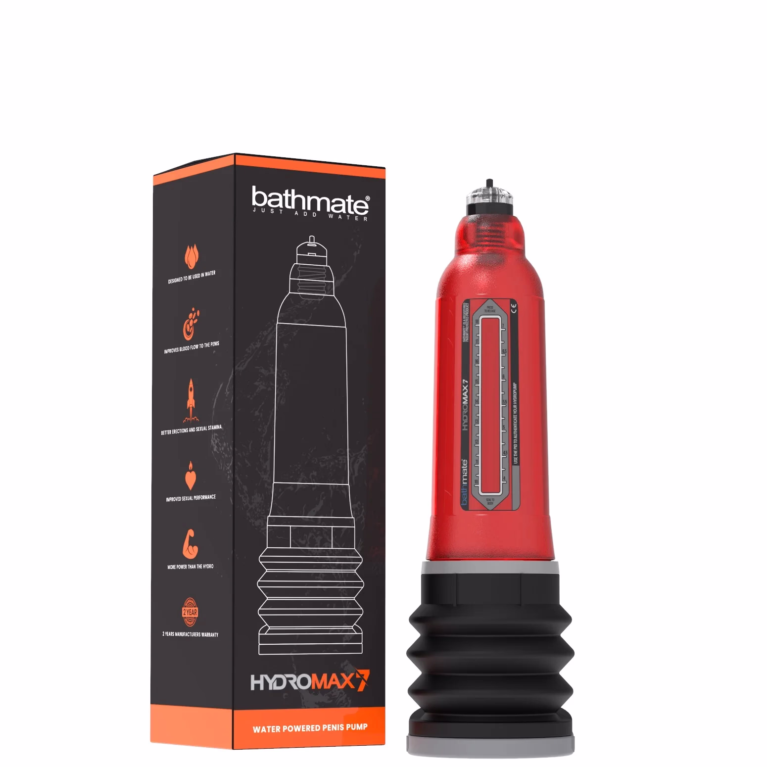 Bomba-de-vacio-para-pene-Hydromax7-Rojo-Caja Bomba de Vacío para Pene Bathmate Hydromax 7 rojo con caja